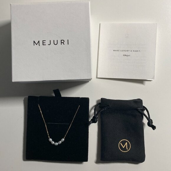 Mejuri 14k Solid Gold Organic Pearl Bead Necklace, Like New, With Box - Picture 8 of 9